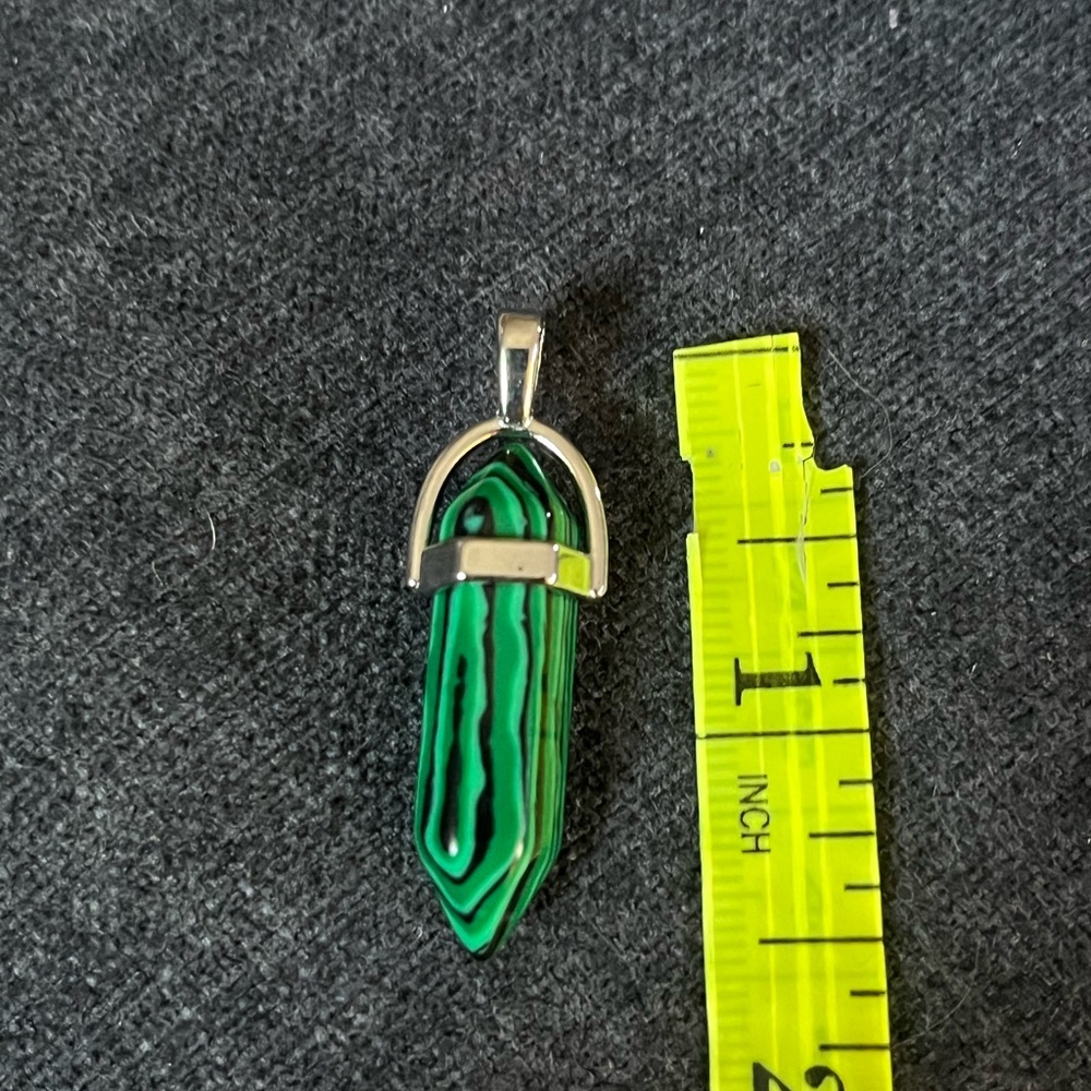 Natural Malachite Gemstone Crystal Point Pendant